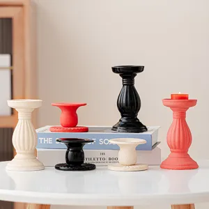 Portacandela in Ceramica in Stile Nordico con Colonna Romana Smalto Vintage Decorazione da Tavolo per Casa Soggiorno