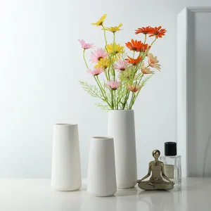 Jarrón de Cerámica Sin Esmaltar de Estilo Nórdico Gran Calibre Blanco Simple Moderno Decoración de Sala de Estar