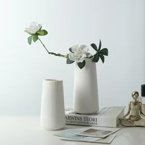 Juego de florero de cerámica mate nórdico blanco moderno minimalista decoración floral