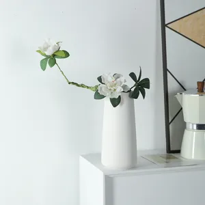 Jarrón de cerámica blanca minimalista nórdica decoración moderna gran calibre arreglo floral main