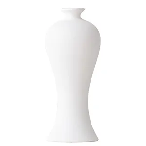 White ceramic vase DIY blank pottery model for kids painting art craft home decor display.