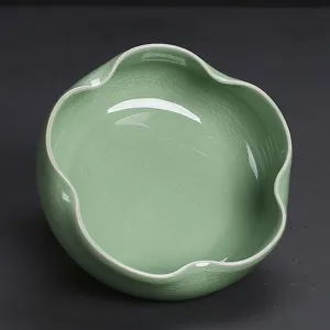 Traditionnel Celadon Craquelé Glaçure Lotus Thé Lavage Céramique Pinceau Pot Décoration