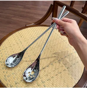 Stainless steel long handled mixing spoon set with cute cat claw design for coffee dessert.