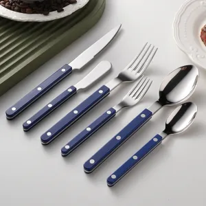 Nordic Style Stainless Steel Tableware Set Color Handle Steak Knife Fork Spoon Kitchen Dining Flatware Set