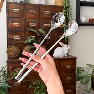 Stainless Steel Long Handle Mixing Spoon Cute Cat Paw Hollow Coffee Dessert Honey Tea Spoon Kitchen Tableware