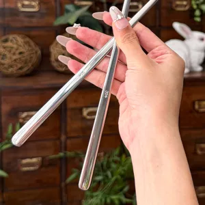 Stainless steel long handle mixing spoon for coffee, ice, and desserts, durable 304 material.