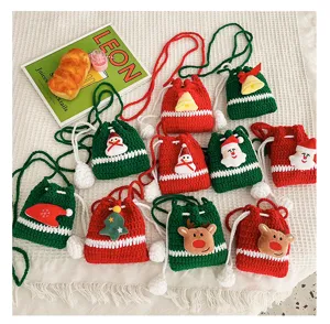 Christmas crochet kids crossbody bag cute cartoon wool shoulder bag for boys and girls festive gift