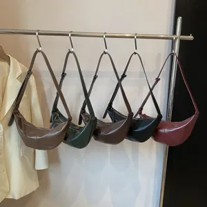Sac bandoulière demi-lune vintage pour femme sac dumpling décontracté minimaliste uni.