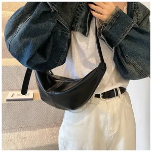Femme mode noir croissant sac aisselle rétro décontracté boulette sac épaule chic sac bandoulière