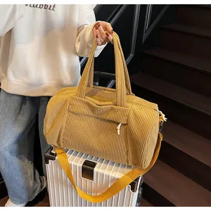 Grande capacità monocolore corduroy viaggio yoga borsa casual versatile borsa a tracolla donna