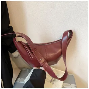 Femme rétro bordeaux sac croissant bandoulière sac sous aisselle élégant PU cuir
