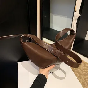 Sac Dumpling en Cuir PU pour Femmes Mode Rétro Sac sous les Aisselles Décontracté Polyvalent Sac Bandoulière Couleur Unie Fermeture Éclair