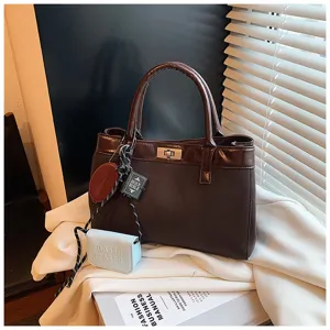 Minimalist brown women handbag casual crossbody bag stylish autumn top handle bag design