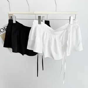 Women solid color skirt extender fake hem waist tie summer casual layering skirt new