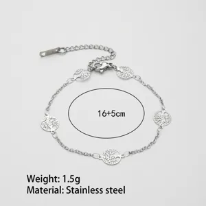 Stainless steel chain bracelet with hollow round charms minimalist jewelry accessory for women