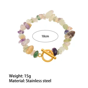 Irregular natural stone OT buckle bracelet 18k gold plated bohemian fashion charm jewelry