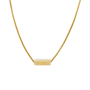 Minimalist 18k gold plated stainless steel box chain necklace with geometric resin pendant