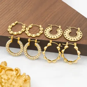 Minimalist 18K gold plated stainless steel hoop earrings set for women chic daily jewelry gift