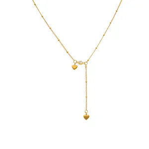 Stainless Steel Double Heart Necklace Gold Plated Rhinestone Pendant Clavicle Chain Fashion Jewelry Gift For Women