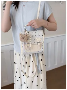Chic bow print college style small shoulder bag for women summer fashion trendy crossbody