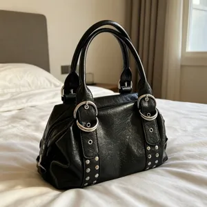 Women Vintage Boston Shoulder Bag PU Leather Retro Underarm Handbag Rivet Metal Buckle