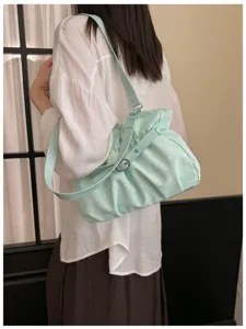 Borsa a tracolla plissé a pois verde menta borsa da spalla casual da donna elegante quotidiana