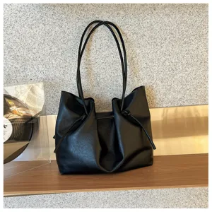 Borsa Tote Nera Donna Pelle PU Vintage Grande Capacita Borsa Tracolla Elegante