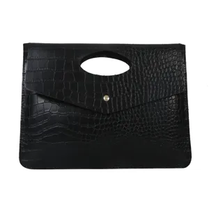 Borsa a mano nera in ecopelle con motivo coccodrillo borsa a tracolla busta minimalista