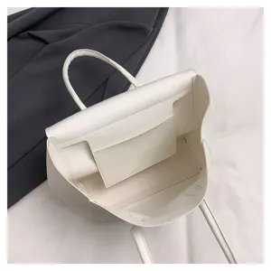 Bolso de hombro informal minimalista de color sólido para mujer, gran capacidad.