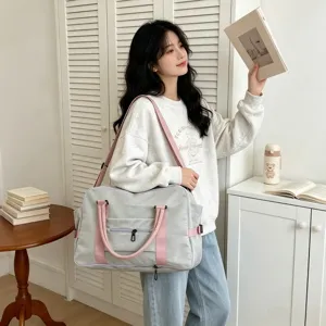 Borsa da viaggio in nylon per donna, borsone sportivo con tasca bagnata e manica trolley.