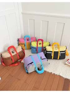 Color-blocking travel duffel bag large capacity luggage bag stylish multi-color sports gym bag