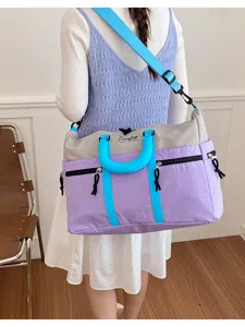 Dopamine colorblock travel duffel bag large capacity crossbody gym sports luggage for women