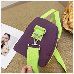 Kinder Oxford Tuch Reise Umhängetasche, lila und neongrüne lässige Umhängetasche.