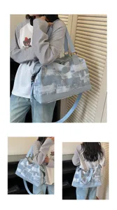 Women large capacity travel duffel bag casual patchwork shoulder crossbody travel bag
