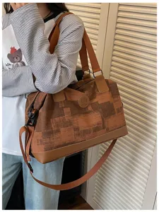 Women travel duffel bag large capacity weekend overnight bag casual canvas shoulder bag