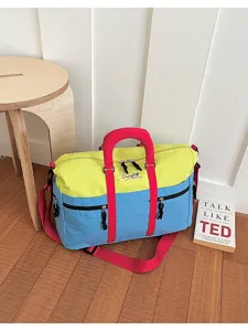 Color-block travel duffel bag large capacity sports gym bag with adjustable shoulder strap