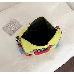 Colorblock travel duffle bag large capacity gym bag waterproof weekend overnight bag for women