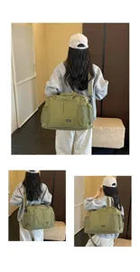 Grand sac de voyage à carreaux verts, sac de sport léger pour le fitness et le yoga en plein air.