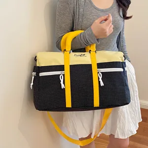 Colorblock Travel Duffel Bag Large Capacity Gym Sports Fitness Shoulder Bag For Women