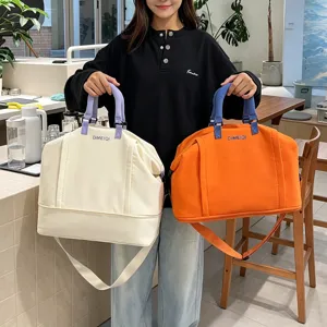 Borsa da Viaggio Espandibile di Grande Capacità a Blocchi di Colore in Nylon per Palestra Sport Weekend Uomo Donna