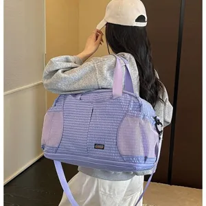 Grand sac de voyage matelassé sac de sport fitness yoga bandoulière léger pour femme violet