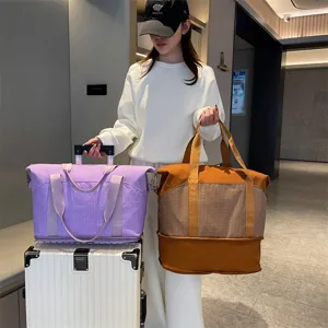 Borsa da Viaggio Espandibile Pieghevole Borsa da Palestra Fitness Leggera in Tessuto Oxford per Sport All'aperto Campeggio Weekend