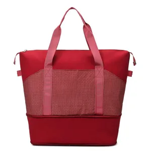 Grande borsa da viaggio rossa leggera, borsa sportiva pratica per campeggio all'aperto e lavoro.