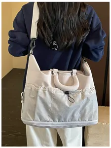 Große Reise Sport Yoga Tasche, lässige Karomuster Schulter Tragetasche für Damen.