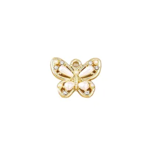 Goldener Schmetterling Anhänger mit Strass und Perlen für DIY Schmuckherstellung Armbänder.