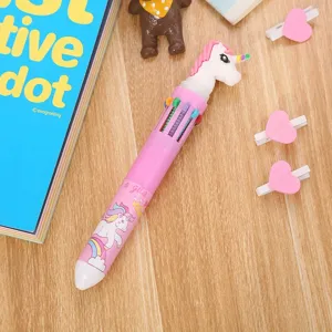 Stylo à bille créatif 10 couleurs dessin animé étudiant stylo multi-couleurs école