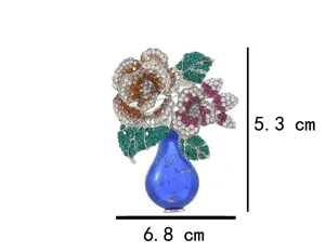 Exquise broche fleur vase en strass cristal, accessoire de bijoux élégant et chic.