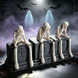 Λεπτομερεια σκελετου ταφοπετρας Halloween, τρομακτικo διακοσμητικo γραφειου απο ρητινη
