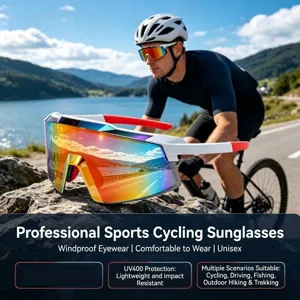 Gafas De Sol Ciclismo Marco Grande PC UV400 Cortavientos Deporte Al Aire Libre Espejo Colorido Hombre Mujer