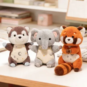 Cute Animal Plush Toy Stuffed Doll Fridge Magnet Keychain Cartoon Penguin Elephant Dog Cat Panda Soft Hanging Ornament